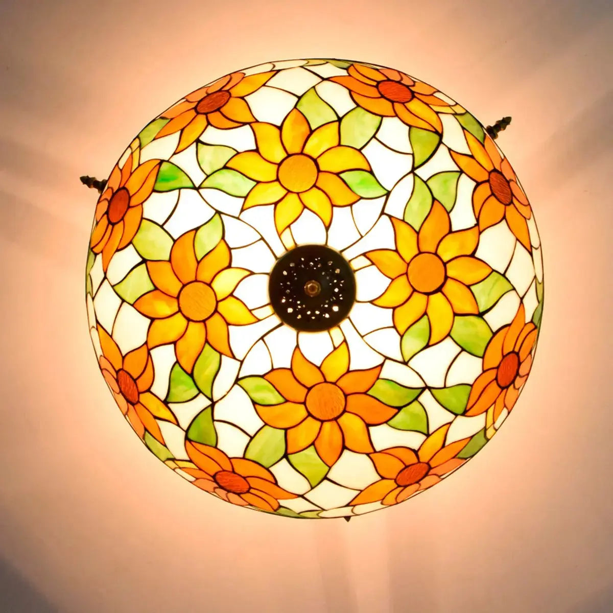 Dia65cm Stained Glass Sunflower Lampshade Large Tiffany Ceiling Lamp Classical Tiffany Lamp
