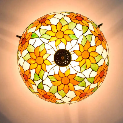 Dia65cm Stained Glass Sunflower Lampshade Large Tiffany Ceiling Lamp Classical Tiffany Lamp