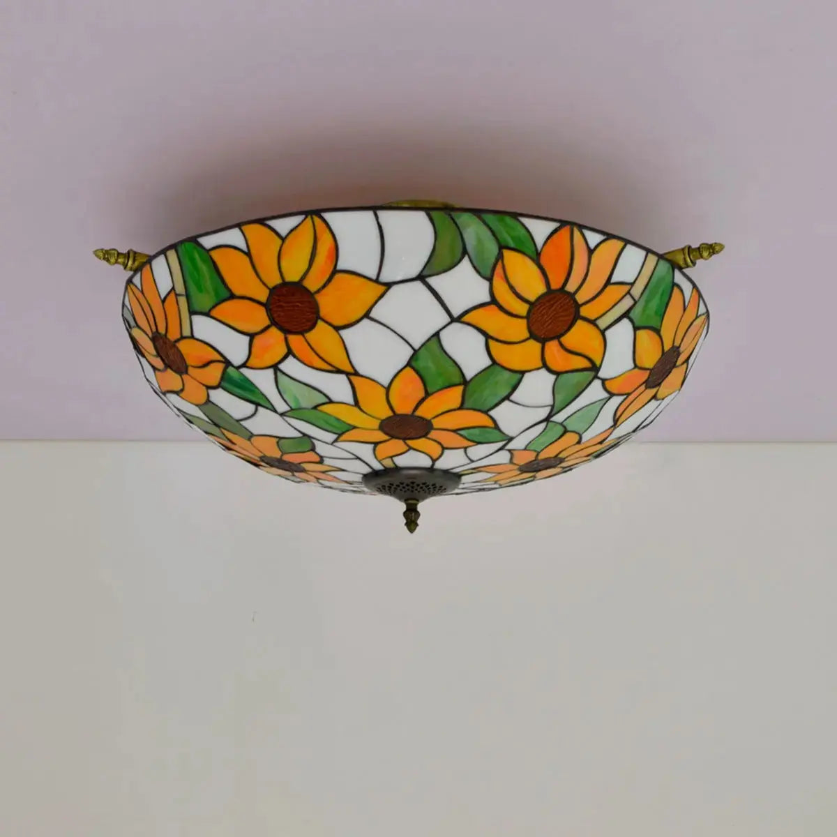 Dia65cm Stained Glass Sunflower Lampshade Large Tiffany Ceiling Lamp Classical Tiffany Lamp