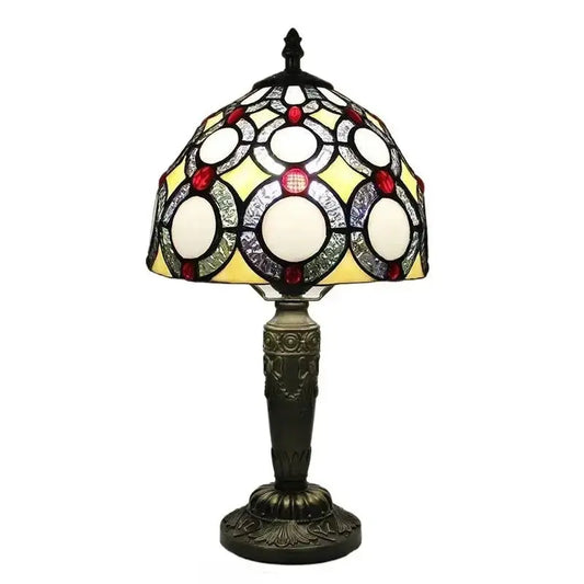 8inch Tiffany Style Bedside Lamps with Stained Glass Floral Lampshade Classical Tiffany Lamp