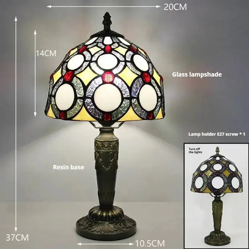 8inch Tiffany Style Bedside Lamps with Stained Glass Floral Lampshade Classical Tiffany Lamp