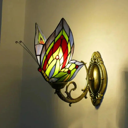 Retro Tiffany Style Butterfly Lamp Stained Glass Lampshade Vintage Wall Sconce Classical Tiffany Lamp