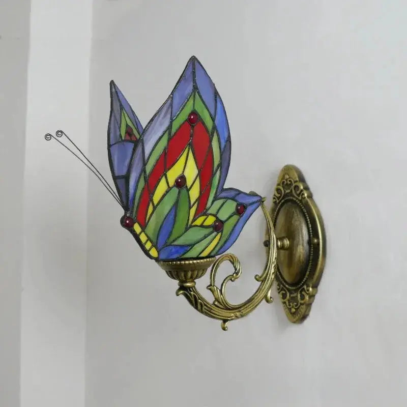Retro Tiffany Style Butterfly Lamp Stained Glass Lampshade Vintage Wall Sconce Classical Tiffany Lamp