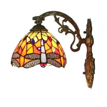 Small Tiffany Green Dragonfly Lampshade Handmade Vintage Wall Sconce Classical Tiffany Lamp