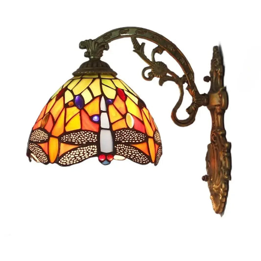 Small Tiffany Green Dragonfly Lampshade Handmade Vintage Wall Sconce Classical Tiffany Lamp