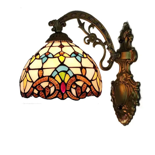Small Tiffany Pastoral Baroque Beige Lampshade Handmade Vintage Wall Lights Sconce Classical Tiffany Lamp