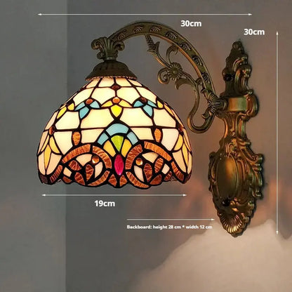 Small Tiffany Pastoral Baroque Beige Lampshade Handmade Vintage Wall Lights Sconce Classical Tiffany Lamp