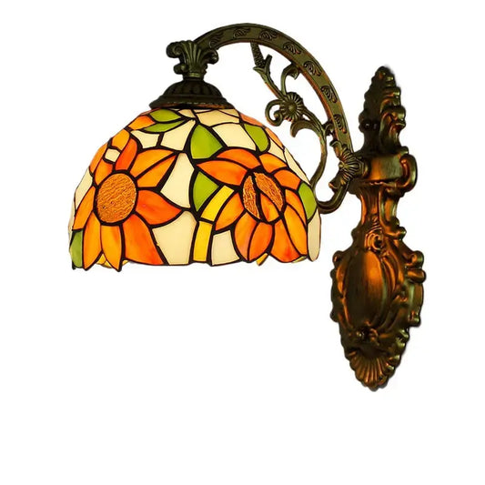 Small Tiffany Pastoral Sunflower Floral Lampshade Handmade Antique Wall Sconces Classical Tiffany Lamp
