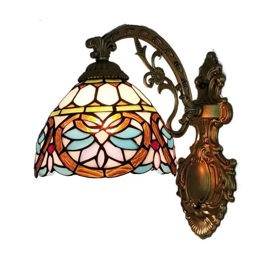 Small Tiffany Sconce Pastoral Red Star Baroque Lampshade Vintage Wall Lamp Classical Tiffany Lamp