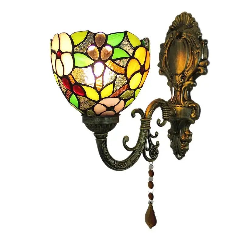 Small Vintage Grape Flower Lampshade Tiffany Glass Wall Sconces Classical Tiffany Lamp