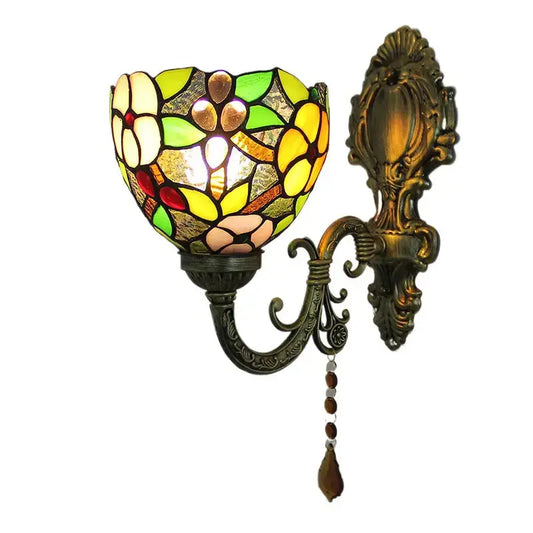 Small Vintage Grape Flower Lampshade Tiffany Glass Wall Sconces Classical Tiffany Lamp