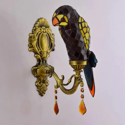 Tiffany Style Wall Lights Stained Glass Lampshade Red Parrot Sconce Classical Tiffany Lamp