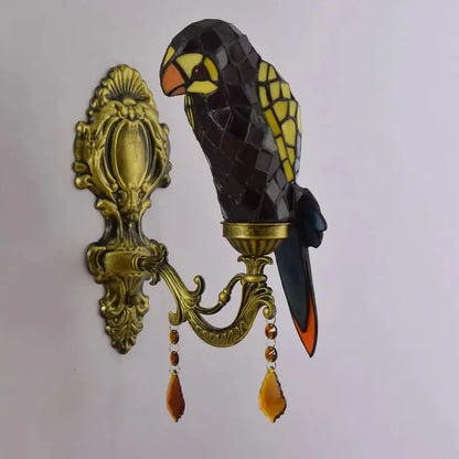 Tiffany Style Wall Lights Stained Glass Lampshade Red Parrot Sconce Classical Tiffany Lamp