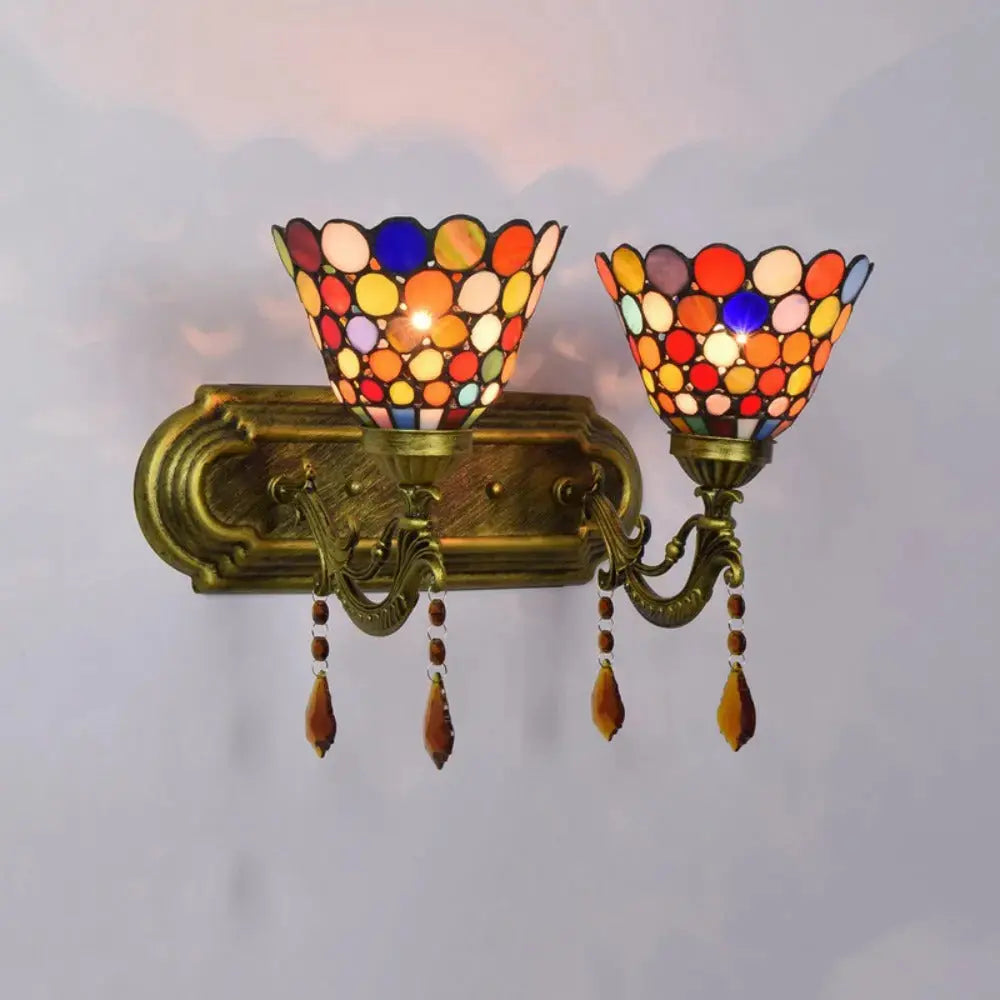 Tiffany Style Wall Sconce Bohemian Stained Glass Double Wall Lights Classical Tiffany Lamp