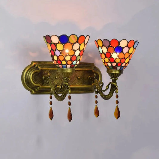 Tiffany Style Wall Sconce Bohemian Stained Glass Double Wall Lights Classical Tiffany Lamp