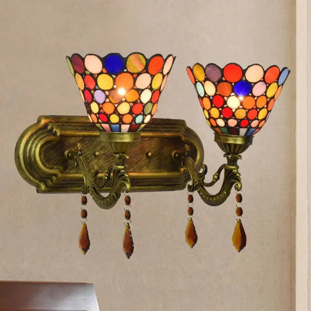 Tiffany Style Wall Sconce Bohemian Stained Glass Double Wall Lights Classical Tiffany Lamp