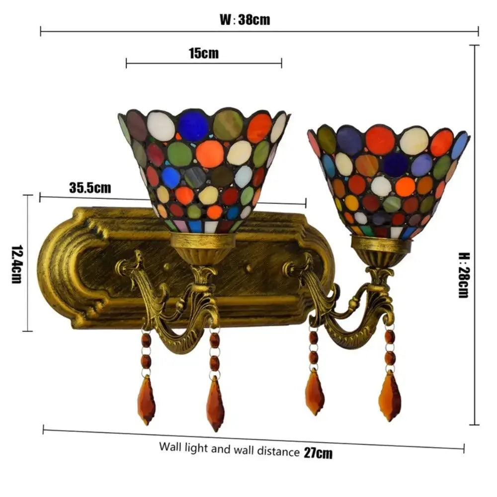 Tiffany Style Wall Sconce Bohemian Stained Glass Double Wall Lights Classical Tiffany Lamp