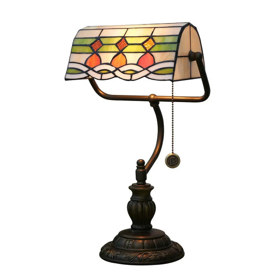 Tiffany Stained Glass Moire Red Dot Lampshade Vintage Bankers Desk Lamp Classical Tiffany Lamp