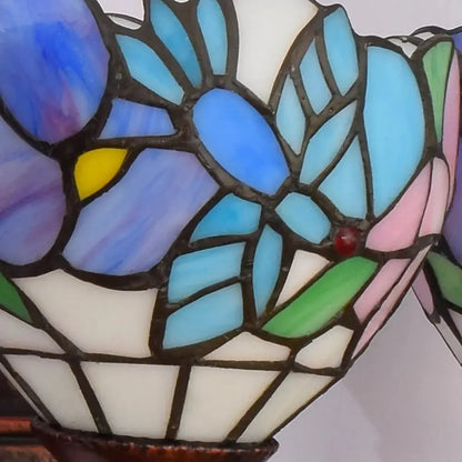 Vintage Stained Glass Flower Lampshade Tiffany Triple Arm Sconce Classical Tiffany Lamp