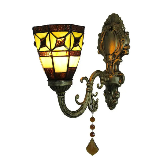 Vintage Stained Glass Simple Floral Lampshade Wall Lamp Tiffany Sconce Classical Tiffany Lamp