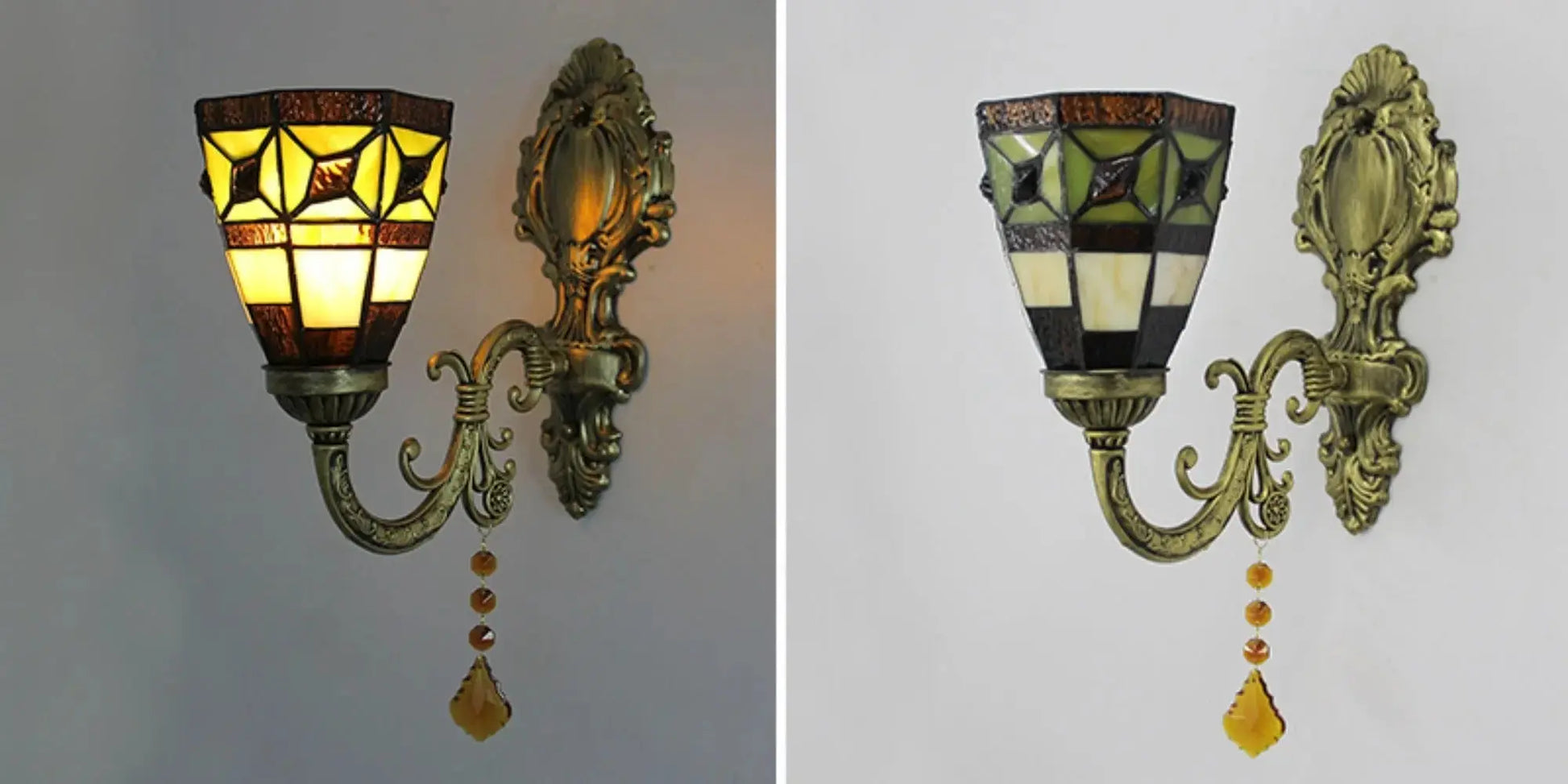 Vintage Stained Glass Simple Floral Lampshade Wall Lamp Tiffany Sconce Classical Tiffany Lamp