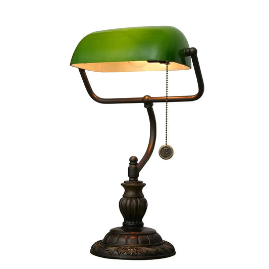 Vintage Tiffany Stained Glass Green Lampshade Retro Bankers Lamp Green Bedside Light Classical Tiffany Lamp